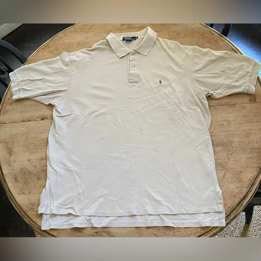 Polo Ralph Lauren Men’s Sz XL Beige Iconic Mesh Knit‎ Polo Shirt